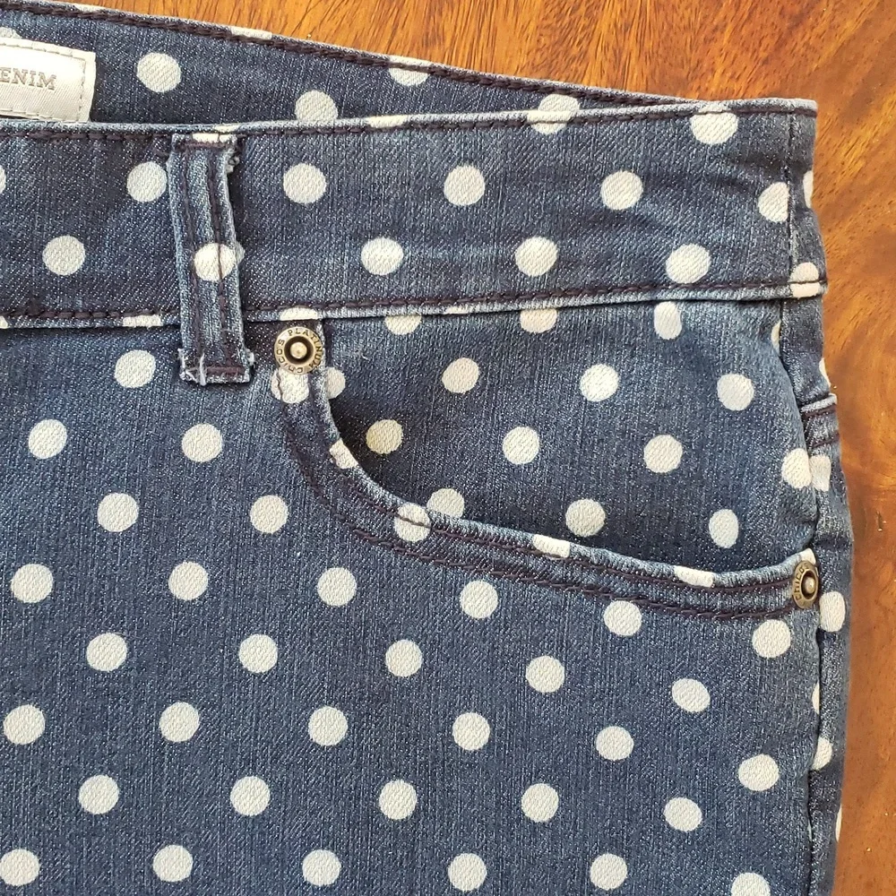 CHICO’S Platinum Denim Jeans | Blue White Polka Dot | Cropped Length | SIZE .5 - Picture 10 of 12